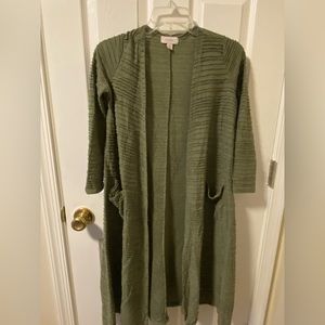 Lularoe Sarah Cardigan Green, Ribbed, XS good condition